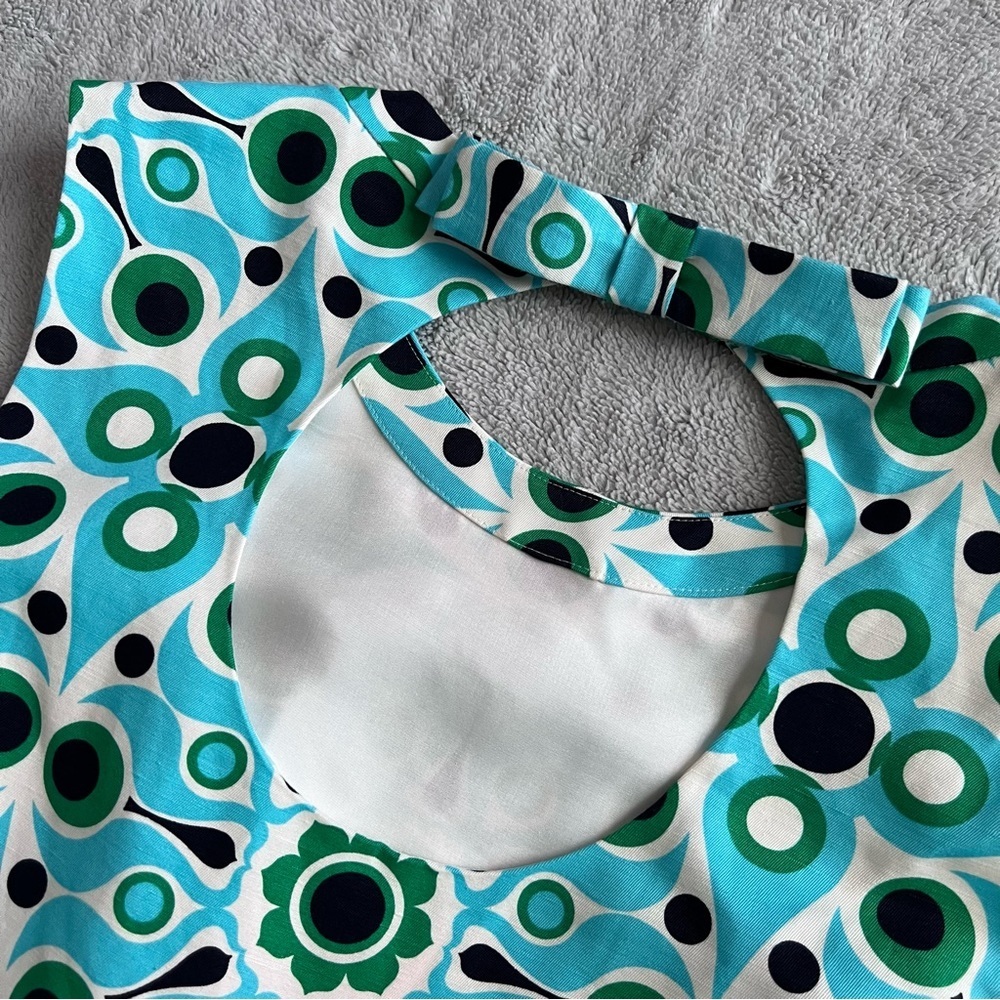 Kate Spade x Florence Broadhurst Kristy Bow Dress Linen Cotton Atomic Blue Solar - Picture 11 of 15